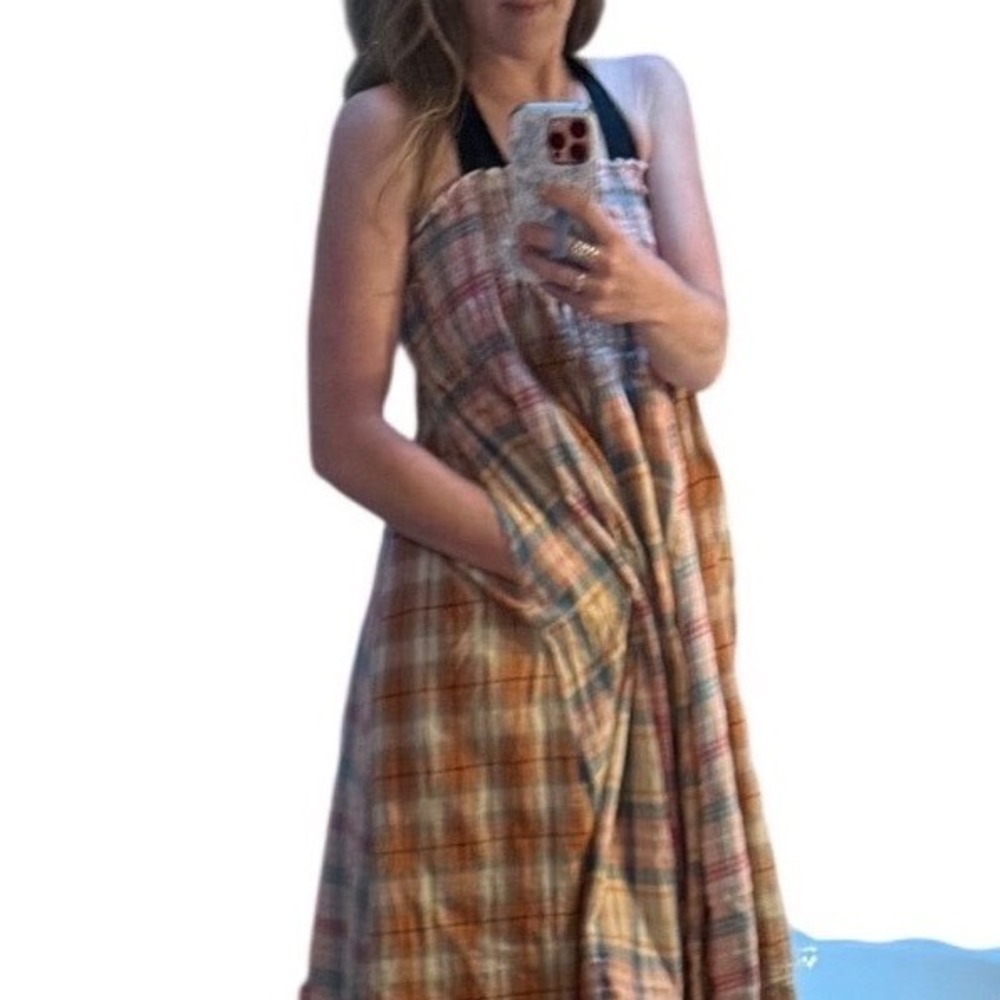 Oli & Hali Patchwork Smocked Waist Skirt dress Pockets Cottagecore boho festival - Picture 4 of 4